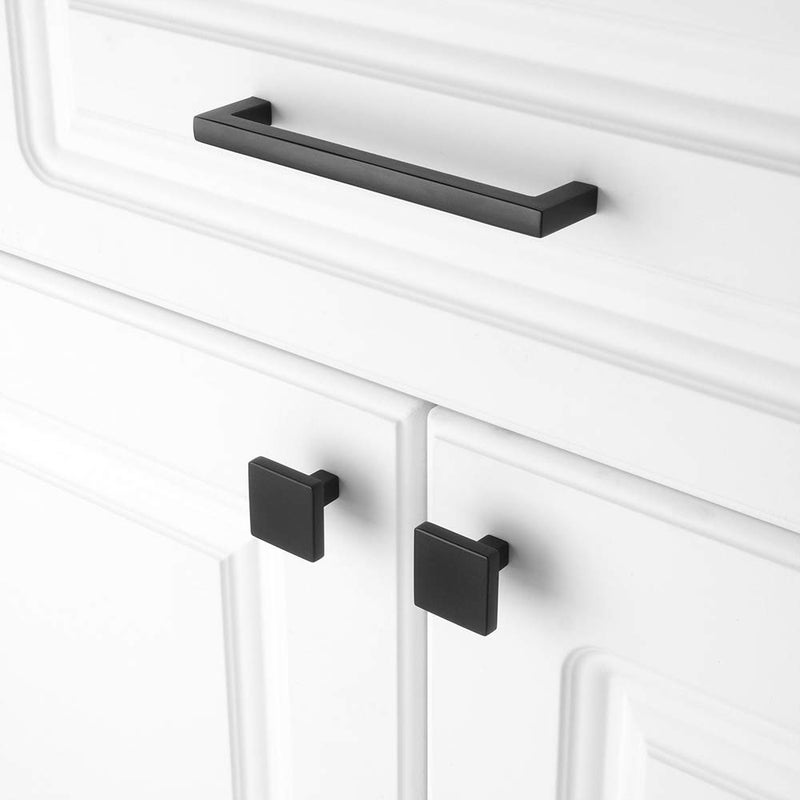 KOOFIZO 10 Pack Black Cabinet Knobs Matte Black Drawer Knobs K03 Square Single Hole Cabinet Pulls for Cabinets Drawer Dresser Cupboard Bedroom Closet Bathroom Vanity - Image 4